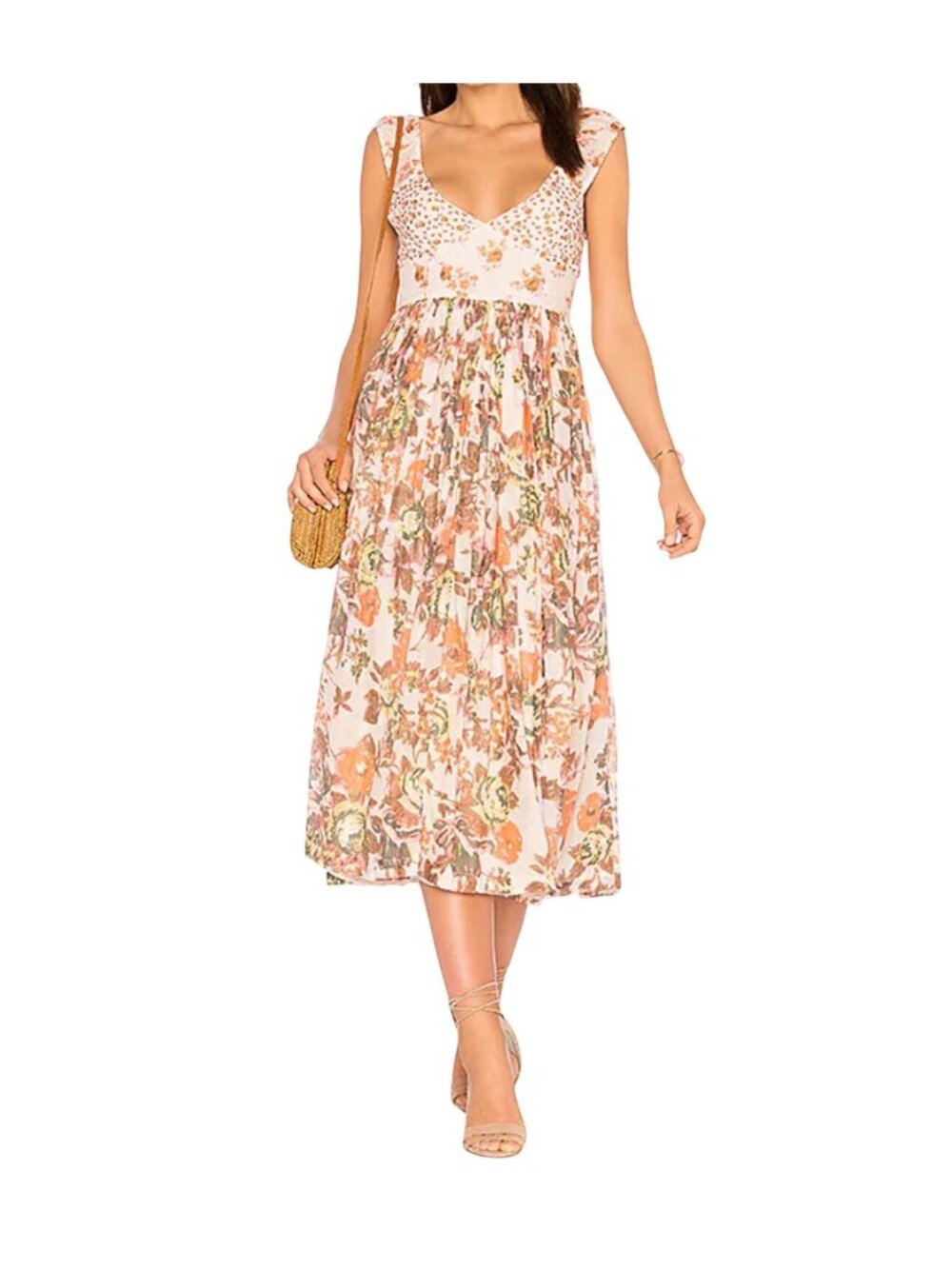 Free People Love You Midi Dress Size XS Neutral Combo